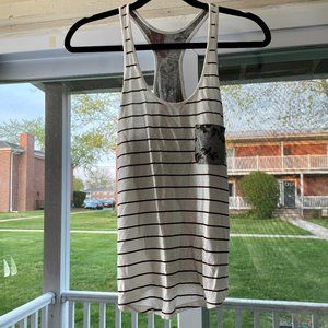 White T-Back Tank with Pocket